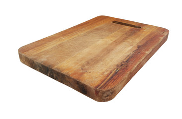 Old grunge wooden cutting board isolated 
