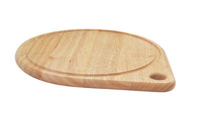 Round wooden cutting board isolated 