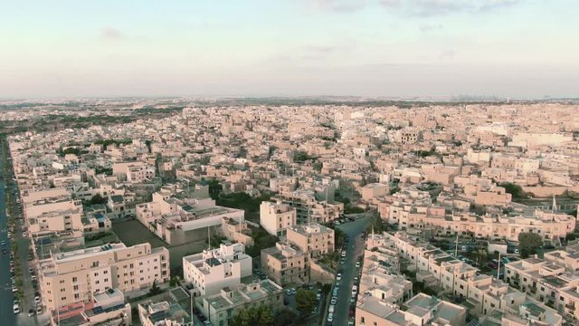 aerial view of the Zurrieq Village, Malta, panning right shot