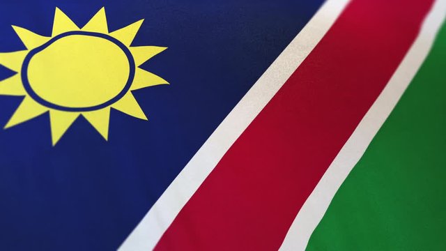 Namibia national flag seamlessly waving on realistic satin texture 29.97FPS