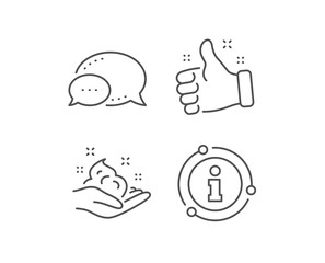 Hand cream line icon. Chat bubble, info sign elements. Skin care Gel or lotion sign. Linear skin care outline icon. Information bubble. Vector