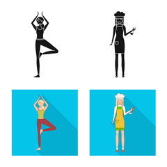 Vector design of posture and mood symbol. Set of posture and female stock symbol for web.