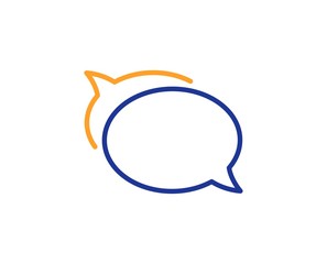 Speech bubble sign. Talk bubble line icon. Chat message symbol. Colorful outline concept. Blue and orange thin line talk bubble icon. Vector