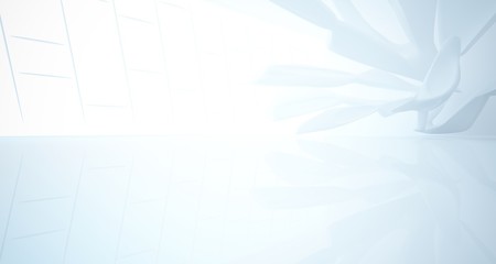 White smooth abstract architectural background. 3D illustration and rendering