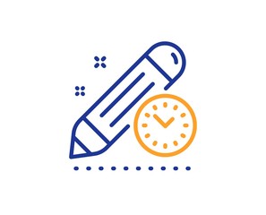 Time management sign. Project deadline line icon. Clock symbol. Colorful outline concept. Blue and orange thin line project deadline icon. Vector