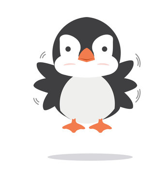 baby penguin fat flying vector illustration