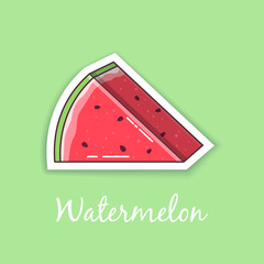 Watermelon slices tropical fruit ,fresh fruit isolated on green background. vector illustration