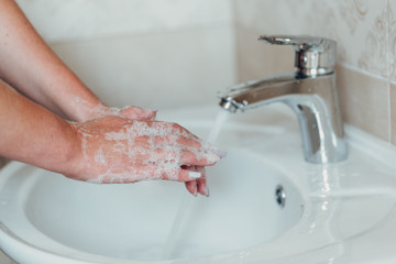 Hygiene. Cleaning Hands. Washing hands with soap