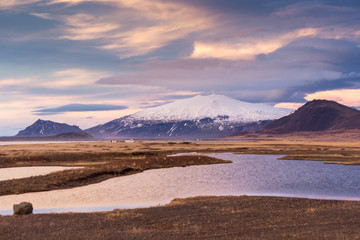 Views of the glacier Snaefellsjökull in Iceland