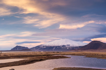 Views of the glacier Snaefellsjökull in Iceland