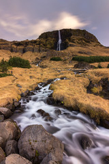 Waterfall of Bjarnarfoss in Iceland