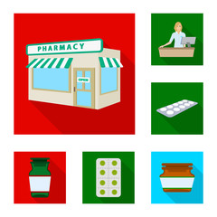 Vector design of hospital and help icon. Set of hospital and healthcare stock vector illustration.