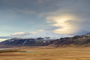 Views of the glacier Snaefellsjökull in Iceland
