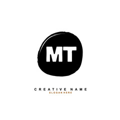 M T MT Initial logo template vector. Letter logo concept with background template.