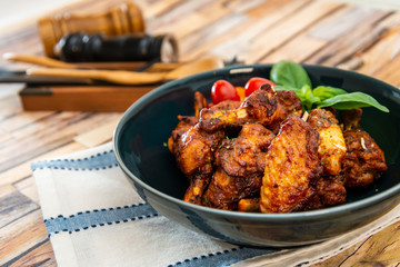 fried chicken wings on table