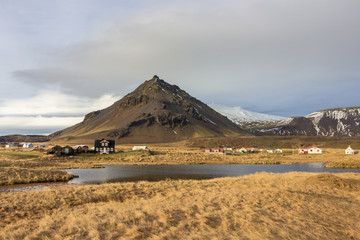 Views near the town of Arnastapi in Iceland 