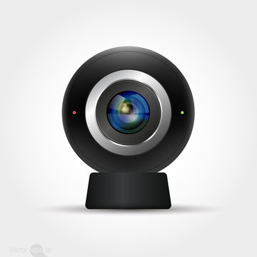 Black surveillance camera design. vector
