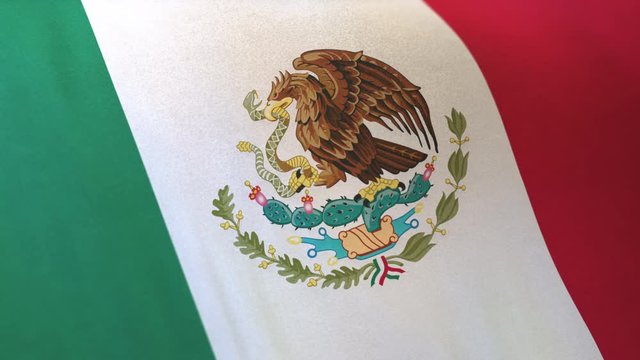 Mexico national flag seamlessly waving on realistic satin texture 29.97FPS