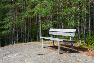old bench in forest, Finland