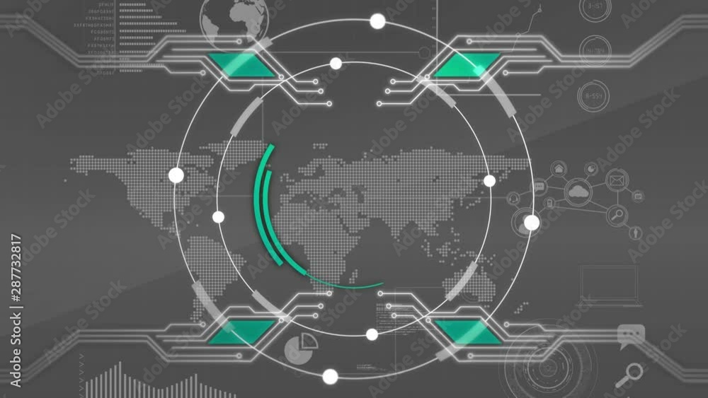 Poster rotating circles with world map