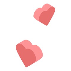 Red hearts icon. Isometric of red hearts vector icon for web design isolated on white background