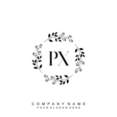letter PX surrounded by beautiful and elegant flowers and leaves. Wedding monogram logo template. Fashion Logo template Vectors,