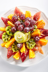Fruit Plate with Orange Wedges, Apple, Grapes, Kiwi and Pear