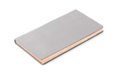 Closed old grey book isolated