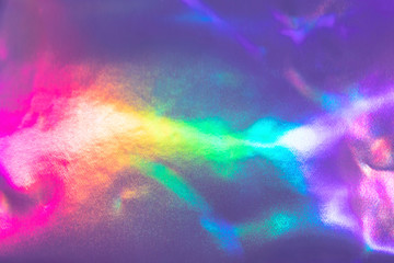 Abstract trendy holographic background in 80s style. Blurred texture in violet, pink and mint...