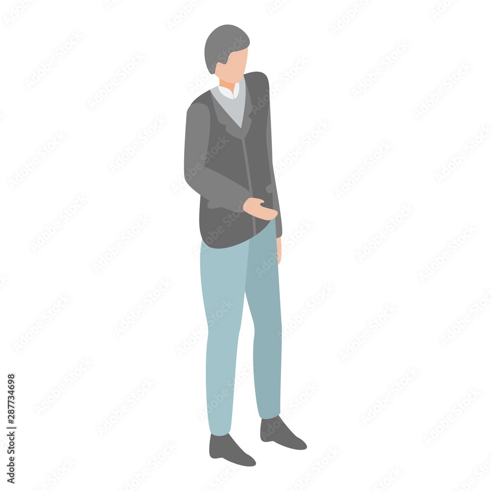 Poster business manager icon. isometric of business manager vector icon for web design isolated on white ba