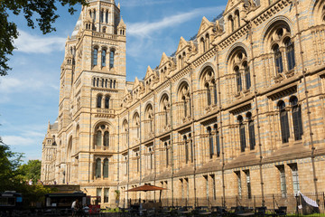 London, U.K. August 22, 2019 - The Natural History Museum building with blue summer sky.