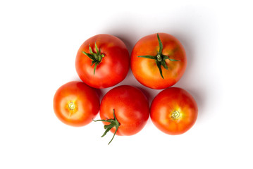 Tomatoes isolated on white background.