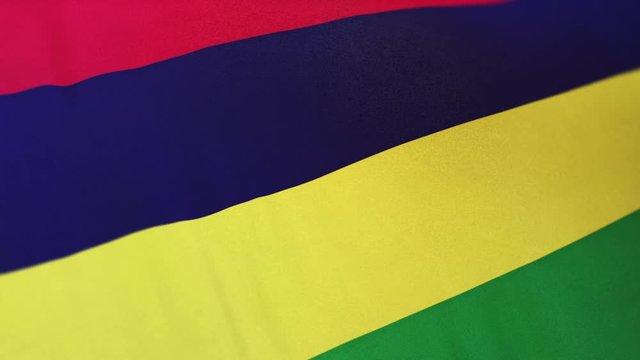 Mauritius national flag seamlessly waving on realistic satin texture 29.97FPS