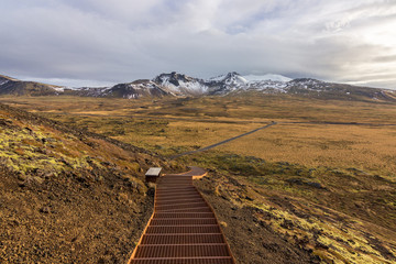 Views of the glacier Snaefellsjökull in Iceland