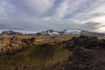 Views of the glacier Snaefellsjökull in Iceland