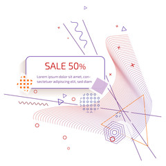 Sale banner template design with trendy geometric vector pattern.
