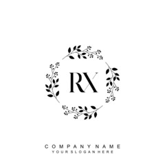 letter RX surrounded by beautiful and elegant flowers and leaves. Wedding monogram logo template. Fashion Logo template Vectors,