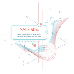 Sale banner template design with trendy geometric vector pattern.