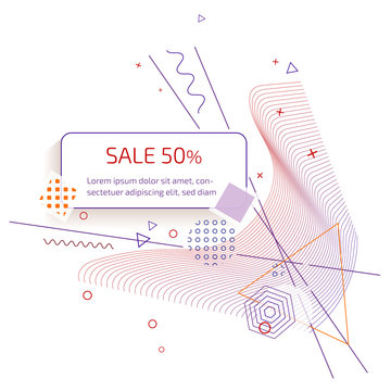 Sale banner template design with trendy geometric vector pattern.