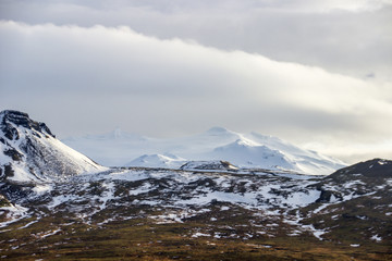 Views of the glacier Snaefellsjökull in Iceland