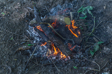 fire in fireplace