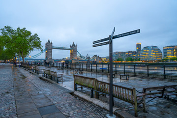 London - May 3, 2019: London Bridge and London Embankment