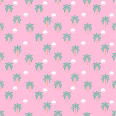 Cute Plam trees and sunshine seamless pattern icon sweet mood ,Design for fashion,fabric,web,wallpaper ,wrapping and all prints