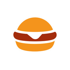 Simple flat burger icon illustration. Fast food logo design - Vector