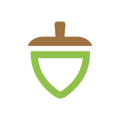 Simple oak seed icon design, abstract acorn logo, line art nut or bean symbol - Vector