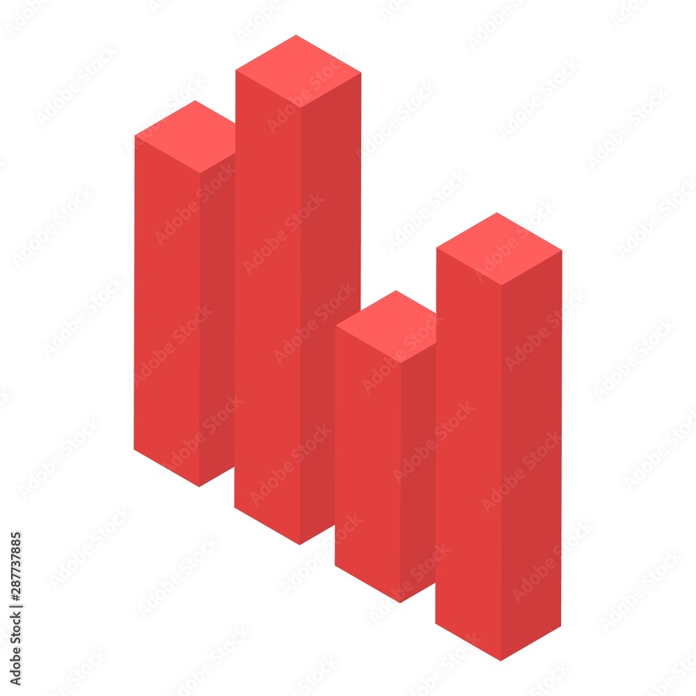 Poster red graph bar icon. isometric of red graph bar vector icon for web design isolated on white backgrou
