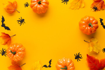 Top view decorative halloween pumpkins