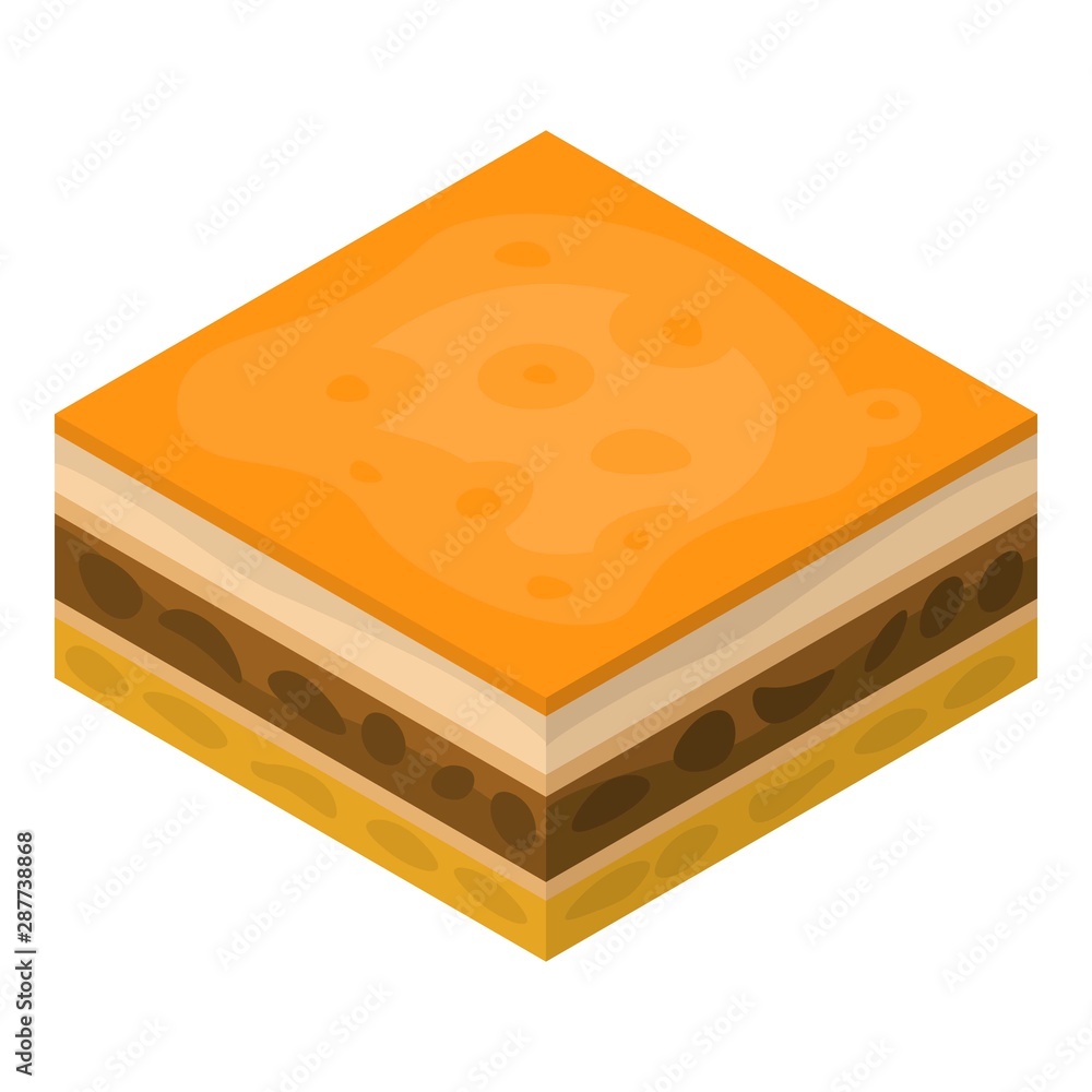 Poster slice cake icon. isometric of slice cake vector icon for web design isolated on white background