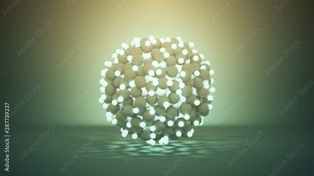 Poster bunch of glowing spheres. abstract sci-fi technology concept. seamless loop 3d render animation 4k u