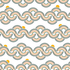 Horizontal of colorful Retro half of Geometric Dots Vector Seamless Pattern. Modern in stripe ,Design for fashion, fabric, web,wallpaper ,wrapping and all prints